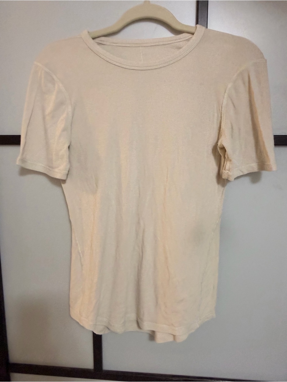 Lululemon Ribbed Fitted Short Sleeve Tee Cream Ivory M/L